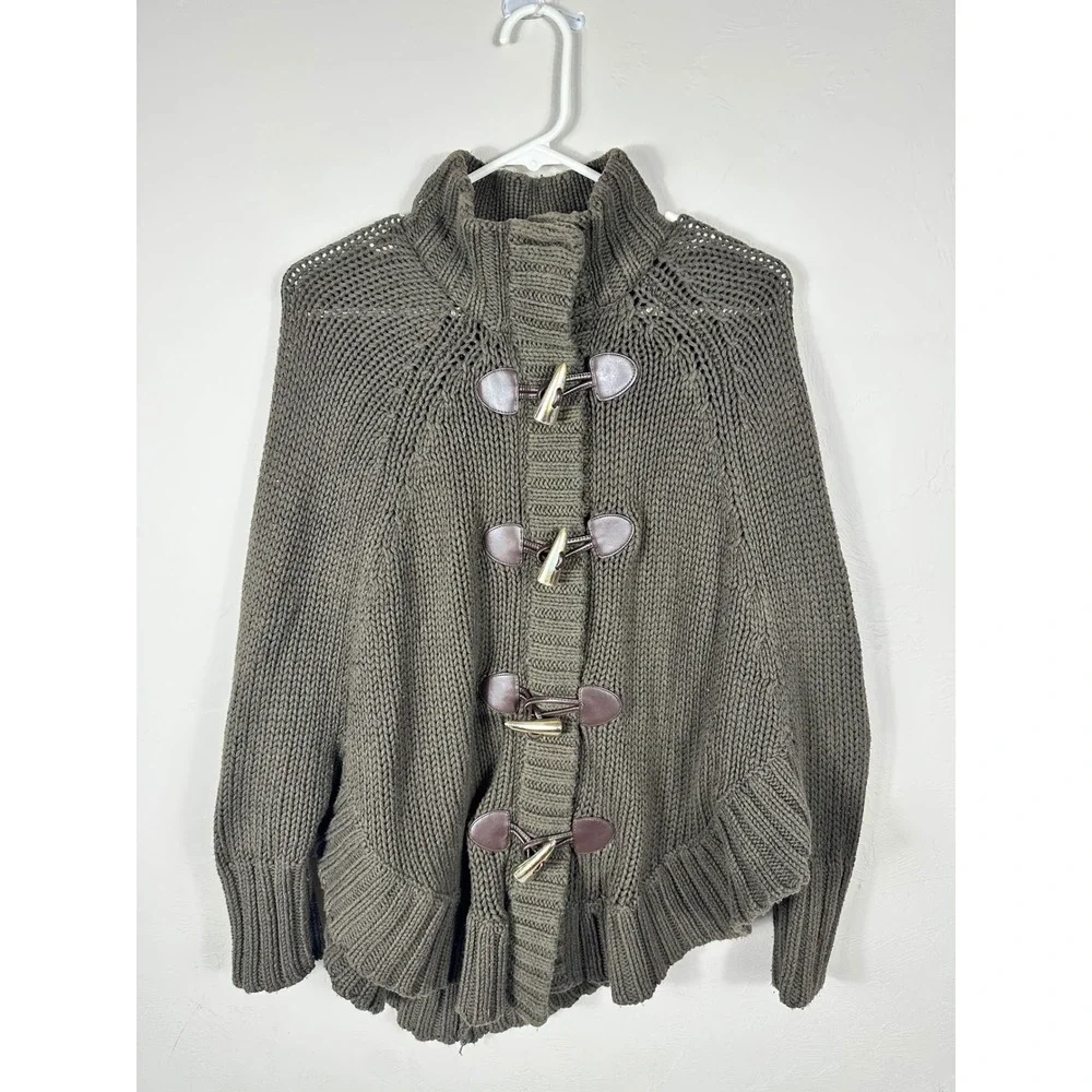 Michael Kors XS Knit Toggle Button Up Cape Poncho‎ Cardigan Sweater